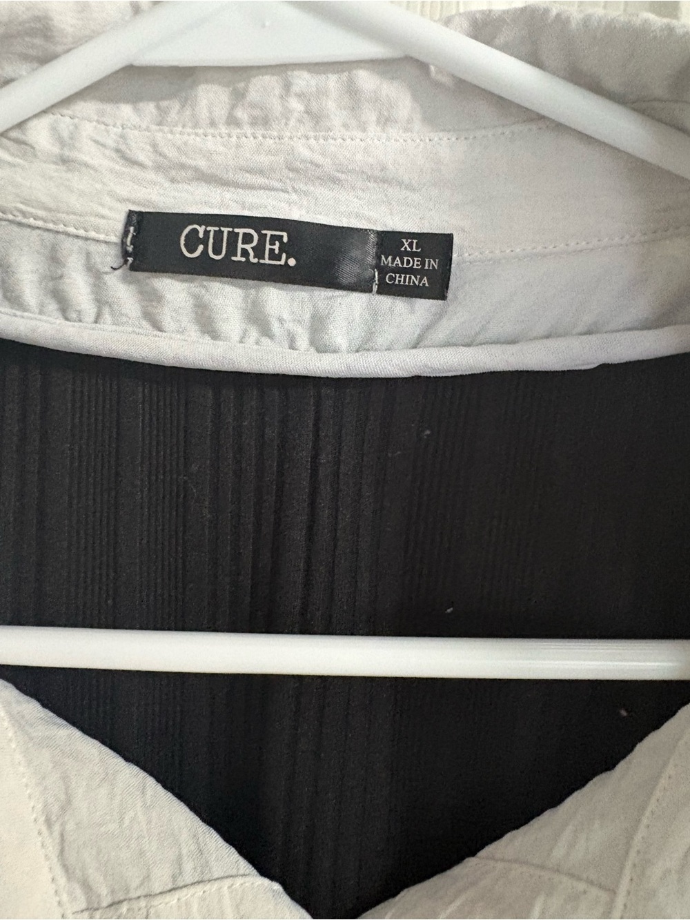 Layered Black & White Button-Front Blouse - Picture 2 of 3